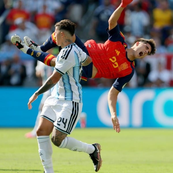 Ferran Torres celebrates Spain's 2026 World Cup Final victory over Argentina at MetLife Stadium