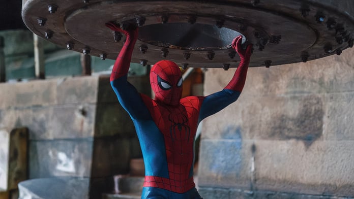 Tom Holland as Peter Parker in Spider-Man Brand New Day wearing the Spider-Man suit