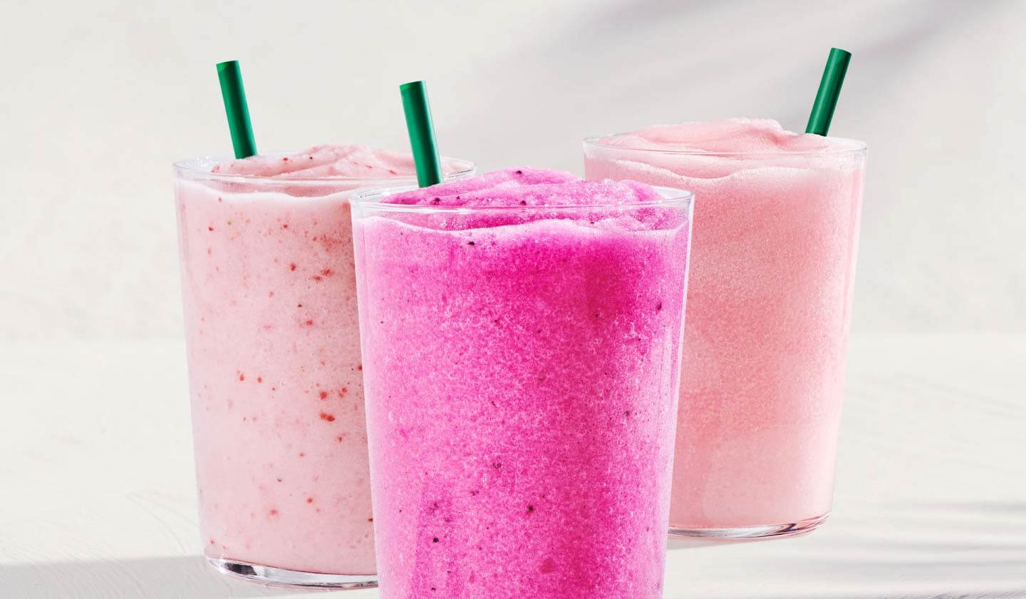 Starbucks blended energy refresher drinks from its summer menu lineup