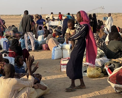 Sudanese civilians displaced from the Sudan conflict, relocated to El-Afadh camp