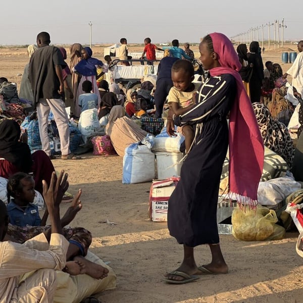 Sudanese civilians displaced from the Sudan conflict, relocated to El-Afadh camp