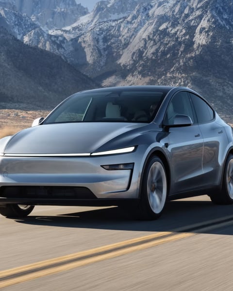 Tesla Model Y on a road, central to Tesla's record Q2 2026 delivery performance of 467,762 vehicles