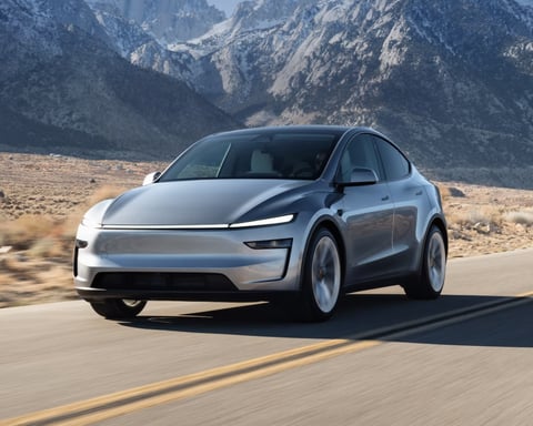 Tesla Model Y electric vehicle on a road