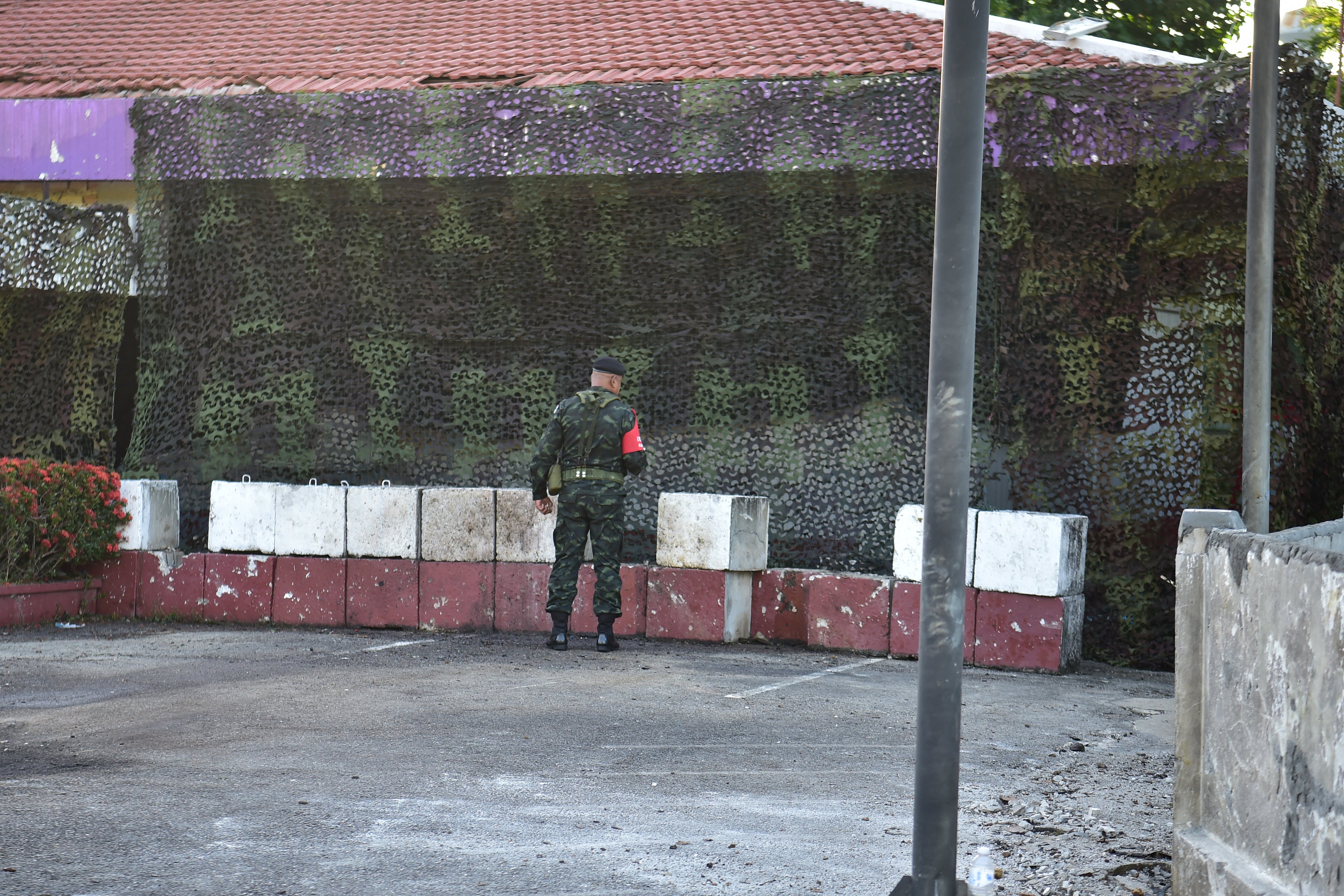 Aftermath at the Khao Tanyong police station in Narathiwat province southern Thailand after a car bombing