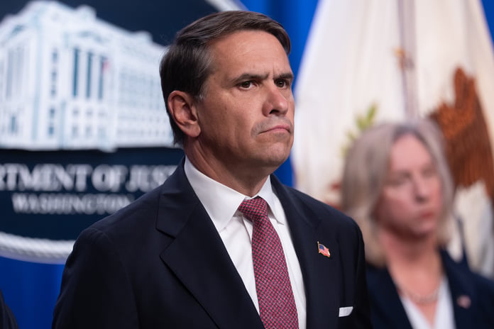 Acting Attorney General Todd Blanche at Justice Department press conference on Epstein files redaction