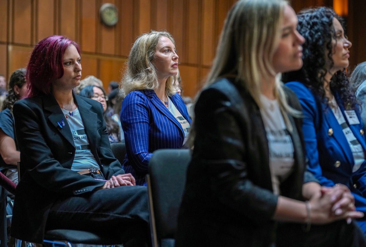 Epstein survivors gathered at the Senate Judiciary Committee during Todd Blanche attorney general confirmation hearing July 2026