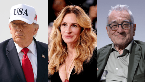 Donald Trump with Julia Roberts and Robert De Niro targeted in Trump AI deepfake video 2026
