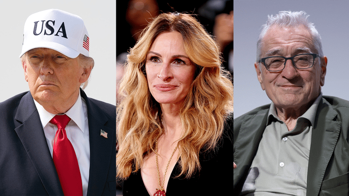 Donald Trump with Julia Roberts and Robert De Niro targeted in Trump AI deepfake video 2026