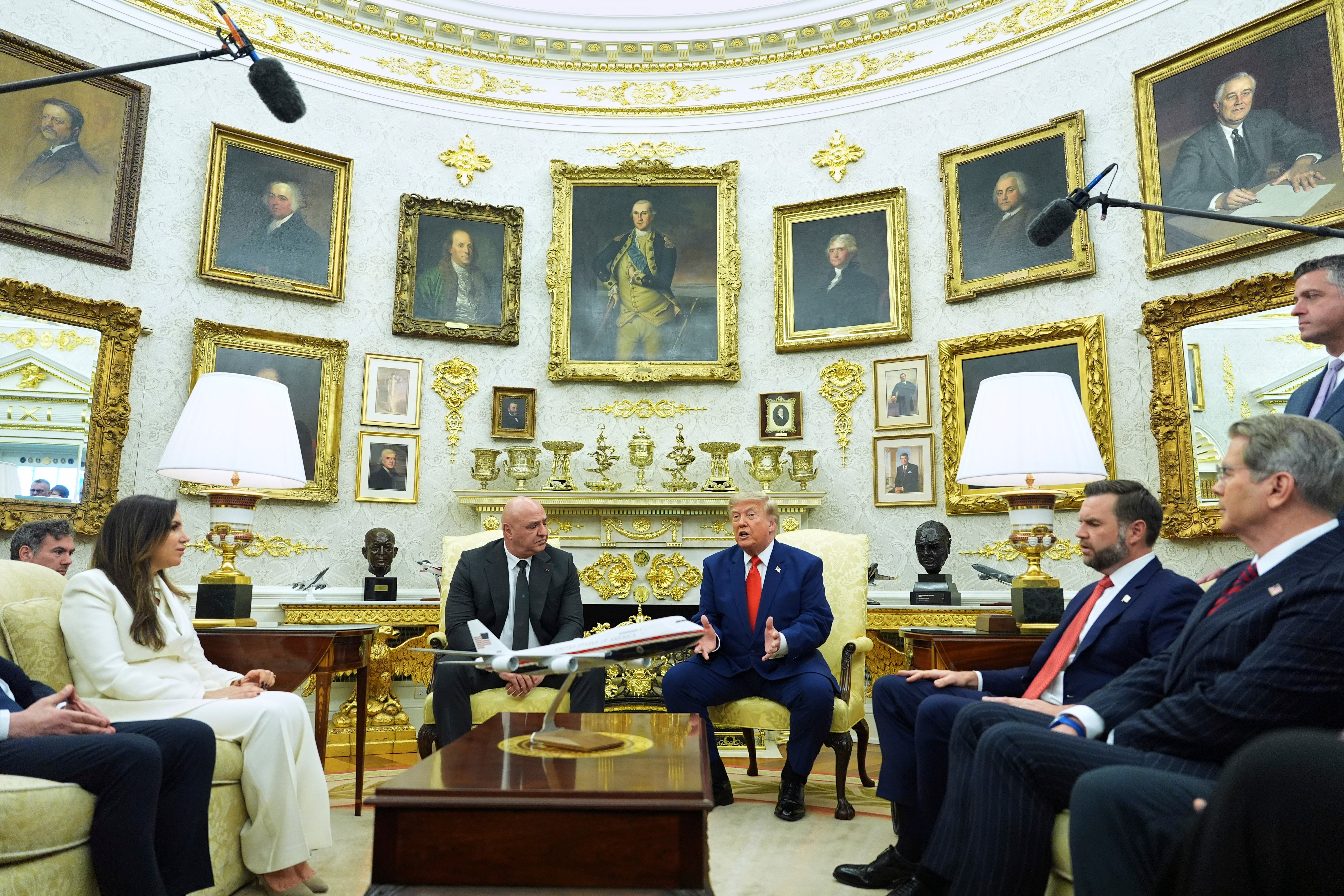 Lebanese President Joseph Aoun meets US President Donald Trump at the Oval Office