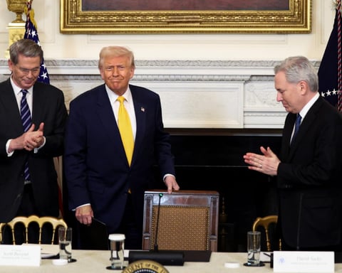 President Donald Trump at a White House crypto event as his 2025 financial disclosure revealed $1.4 billion in cryptocurrency earnings