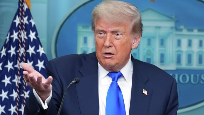 President Donald Trump speaks about Europe NATO tariffs and trade July 2026