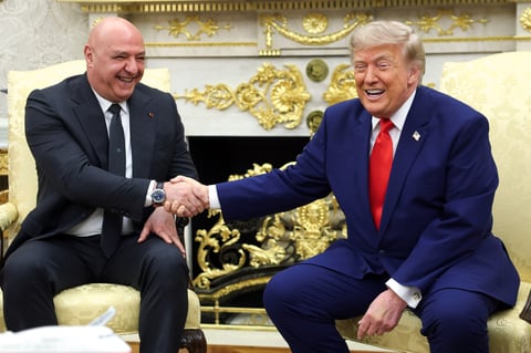 President Donald Trump meets Lebanese President Joseph Aoun at the White House following the announcement to lift the 41-year ban on direct US flights to Lebanon