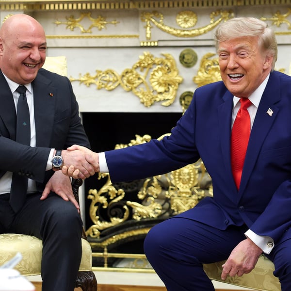 President Donald Trump meets Lebanese President Joseph Aoun at the White House following the announcement to lift the 41-year ban on direct US flights to Lebanon