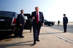 President Donald Trump speaks to reporters before boarding Air Force One at Joint Base Andrews