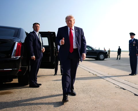 President Donald Trump speaks to reporters before boarding Air Force One at Joint Base Andrews