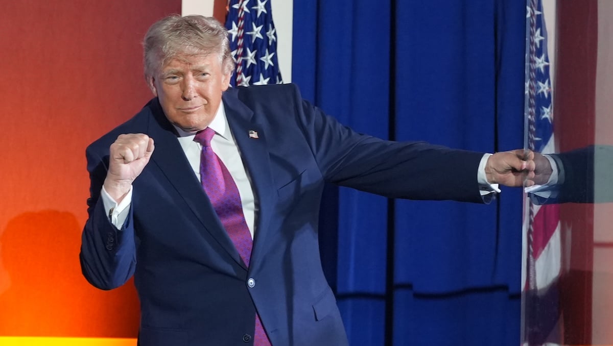 President Trump gestures after speaking at Mount Rushmore National Memorial on July 3 2026