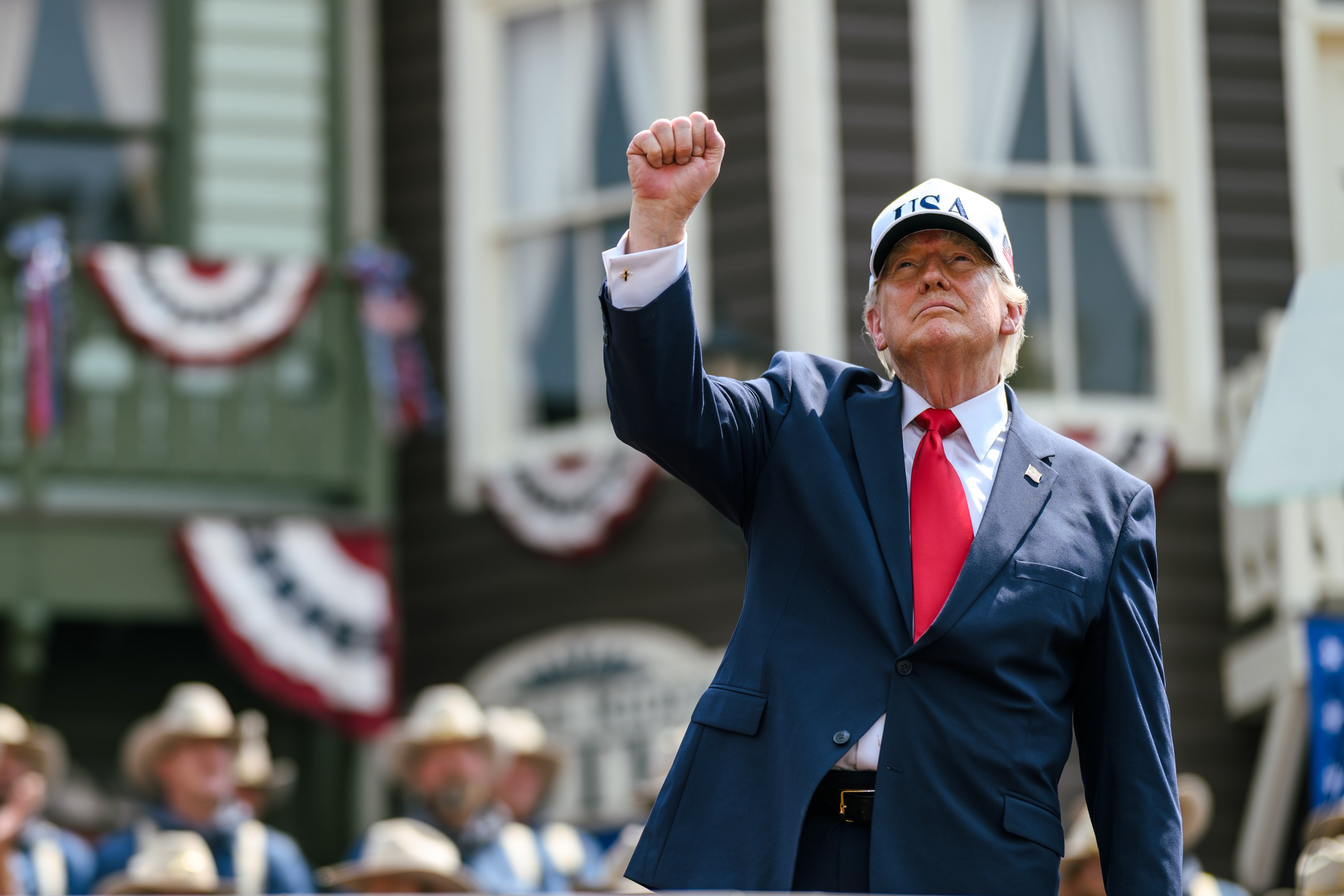President Donald Trump delivers remarks at the Burning Hills Amphitheatre in Medora North Dakota July 2026
