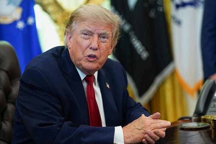 President Donald Trump speaks in the Oval Office at the White House in Washington, June 29, 2026