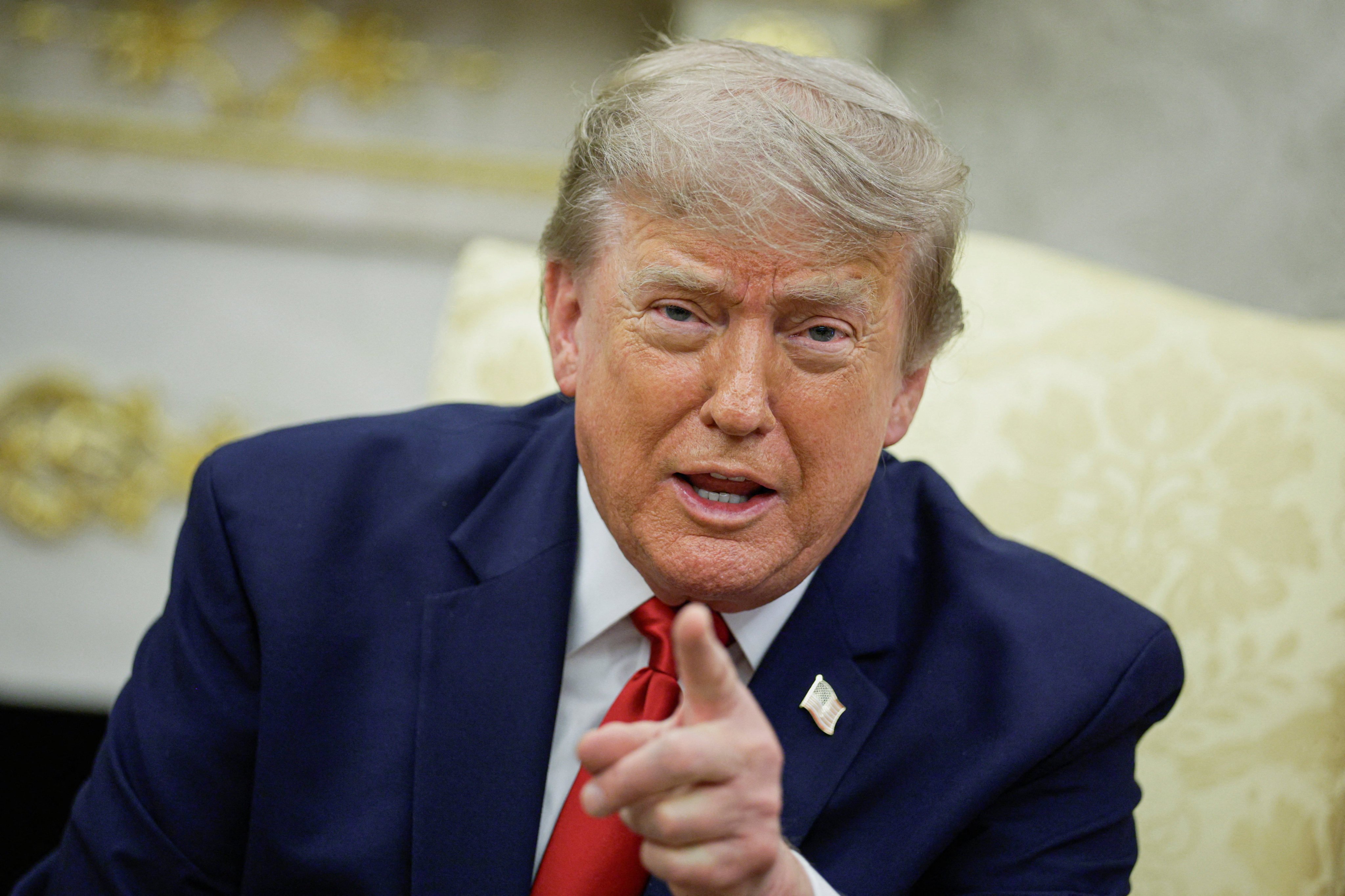 US President Donald Trump in the Oval Office during the White House teleprompter operator Kalshi betting investigation