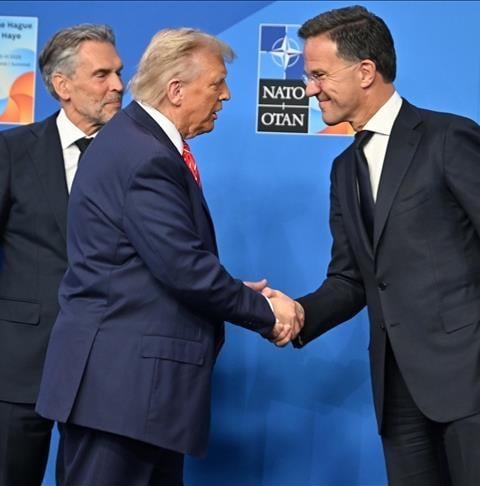 Donald Trump speaks at the NATO summit after directing Treasury Secretary Scott Bessent to halt US trade with Spain.