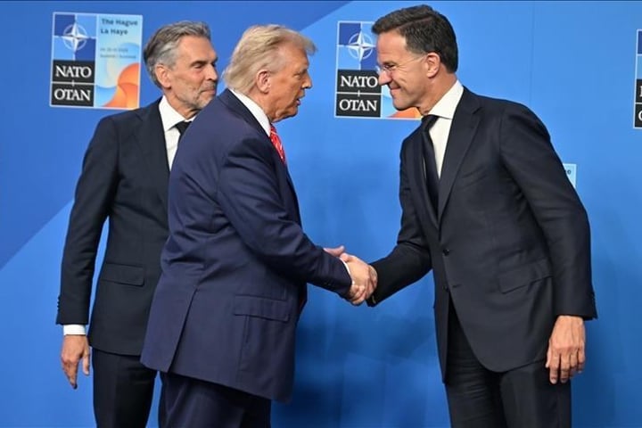 Donald Trump speaks at the NATO summit after directing Treasury Secretary Scott Bessent to halt US trade with Spain.