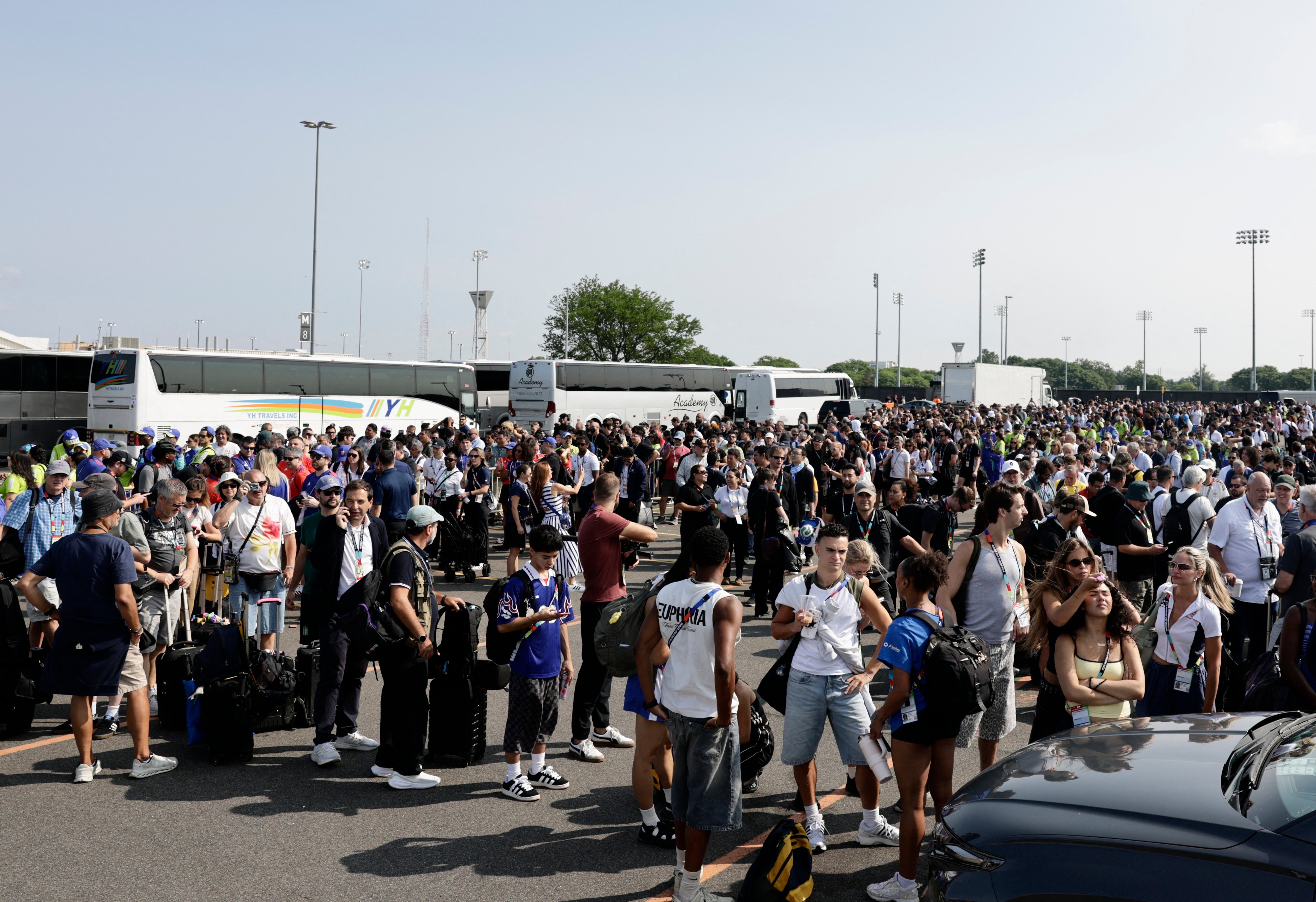 Media and fans queue outside MetLife Stadium for the 2026 FIFA World Cup Final