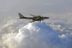 Russian Tu-95MS strategic bomber at Engels air base in Saratov Oblast Russia