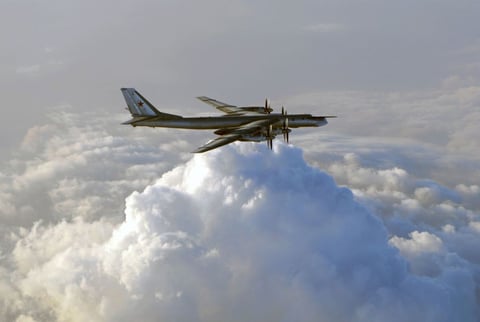 Russian Tu-95MS strategic bomber at Engels air base in Saratov Oblast Russia