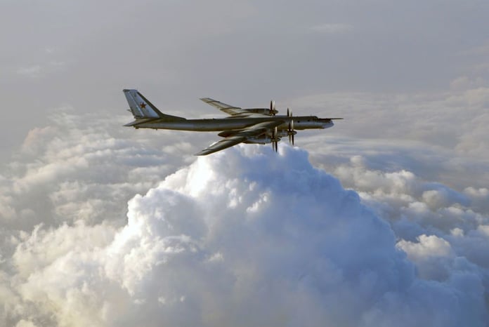 Russian Tu-95MS strategic bomber at Engels air base in Saratov Oblast Russia