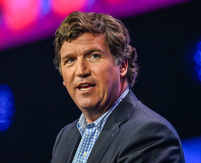 Tucker Carlson photographed for the Columbia Journalism Review interview, July 2026