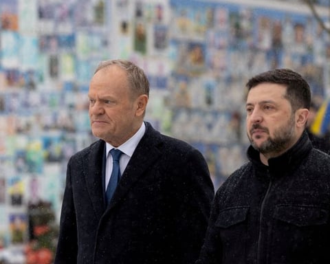 Polish Prime Minister Donald Tusk speaking at a press conference in Warsaw on July 4 2026 warning about Russian threat to NATO