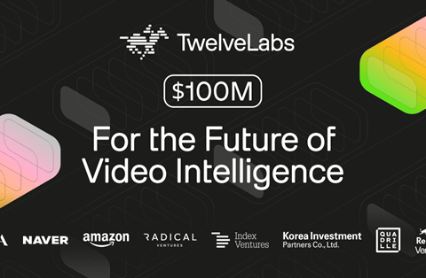TwelveLabs Series B funding announcement graphic showing the company's $100 million raise to build video superintelligence