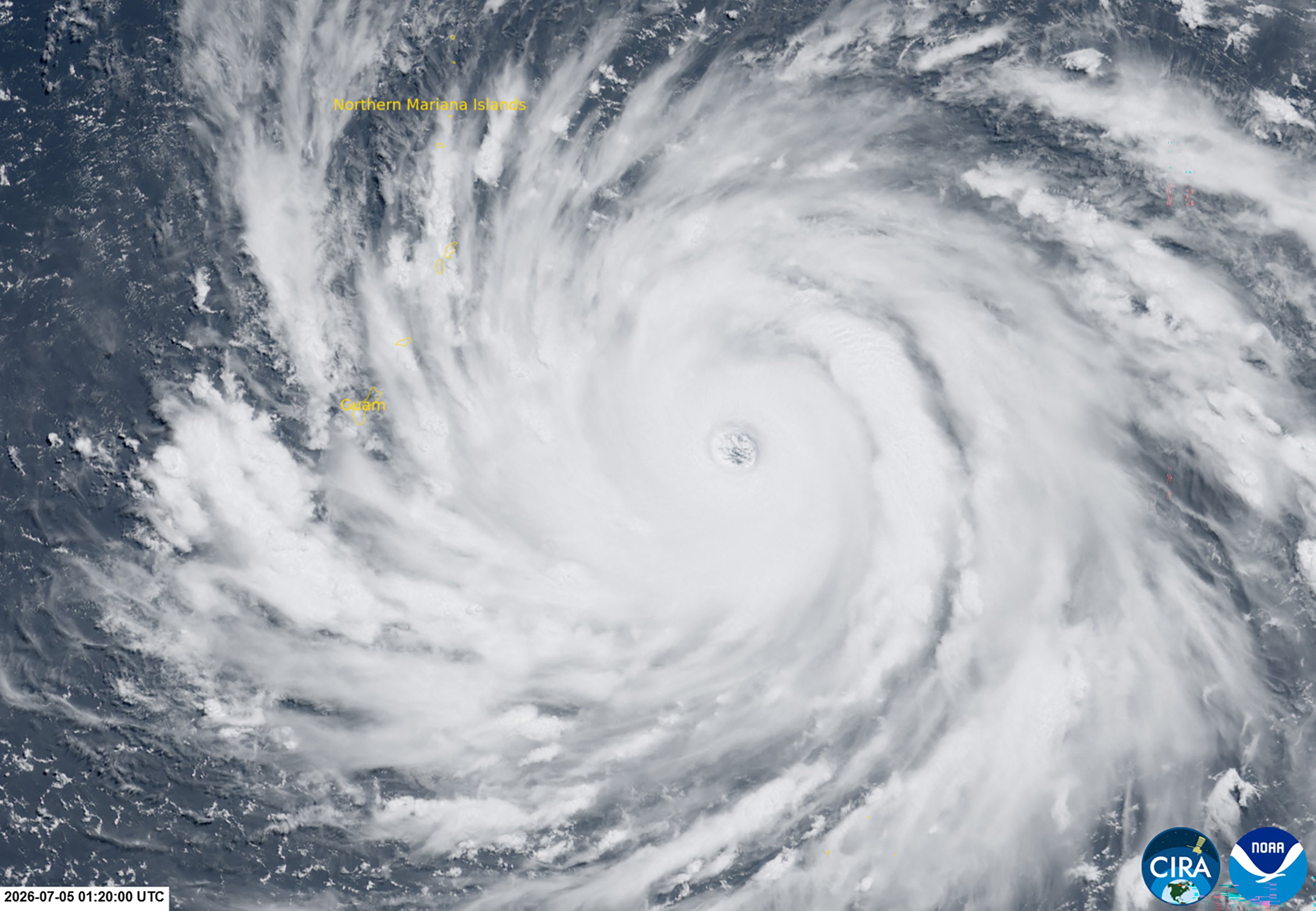 Satellite image of Typhoon Bavi approaching China Zhejiang coast July 2026