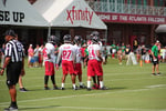 NFL wide receivers at football training camp drill