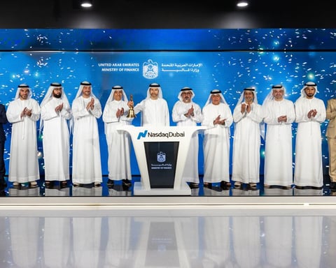 UAE Minister of State for Financial Affairs Mohamed Al Hussaini at Nasdaq Dubai listing of sovereign retail T-sukuk July 2026