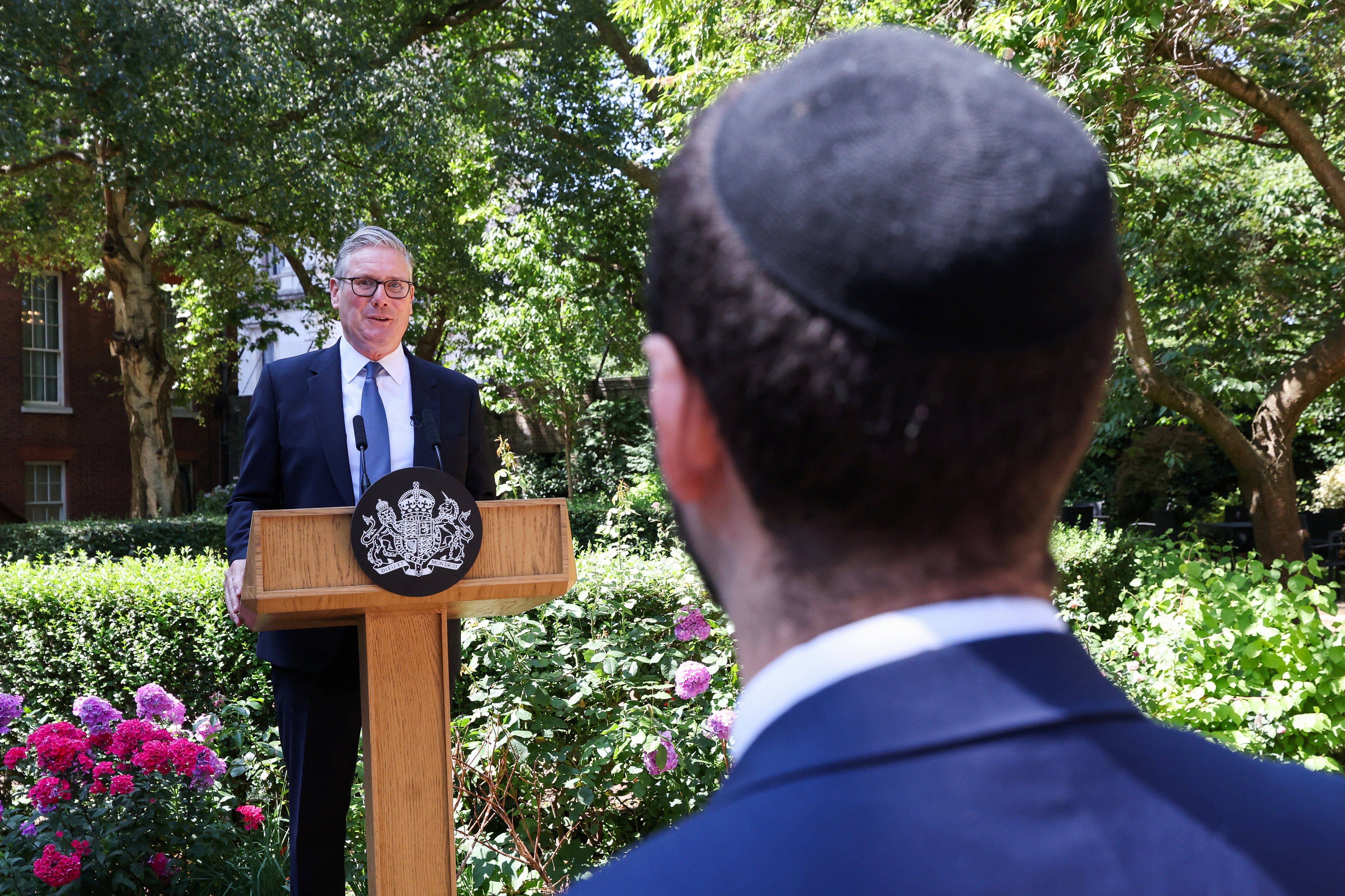 UK Prime Minister Keir Starmer hosts a reception with Jewish community leaders at 10 Downing Street, London, July 13, 2026, the day Britain announced IRGC terrorist designation