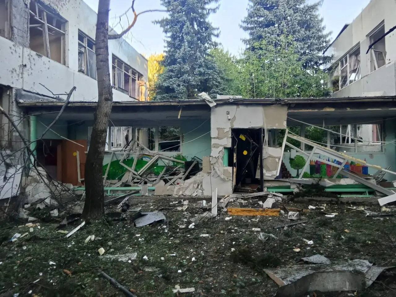 A building in Moscow's Elektrostal region damaged by Ukrainian drone strikes July 18 2026, one day before Russia launched 31 ballistic missiles at Kyiv