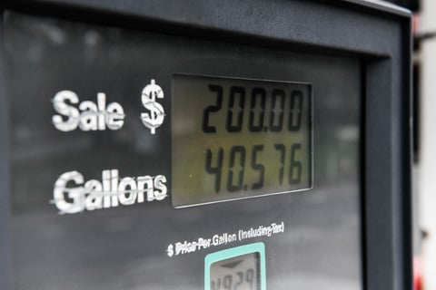 Gas pump at Freedom Fuel Network station in Pennsylvania showing higher fuel prices