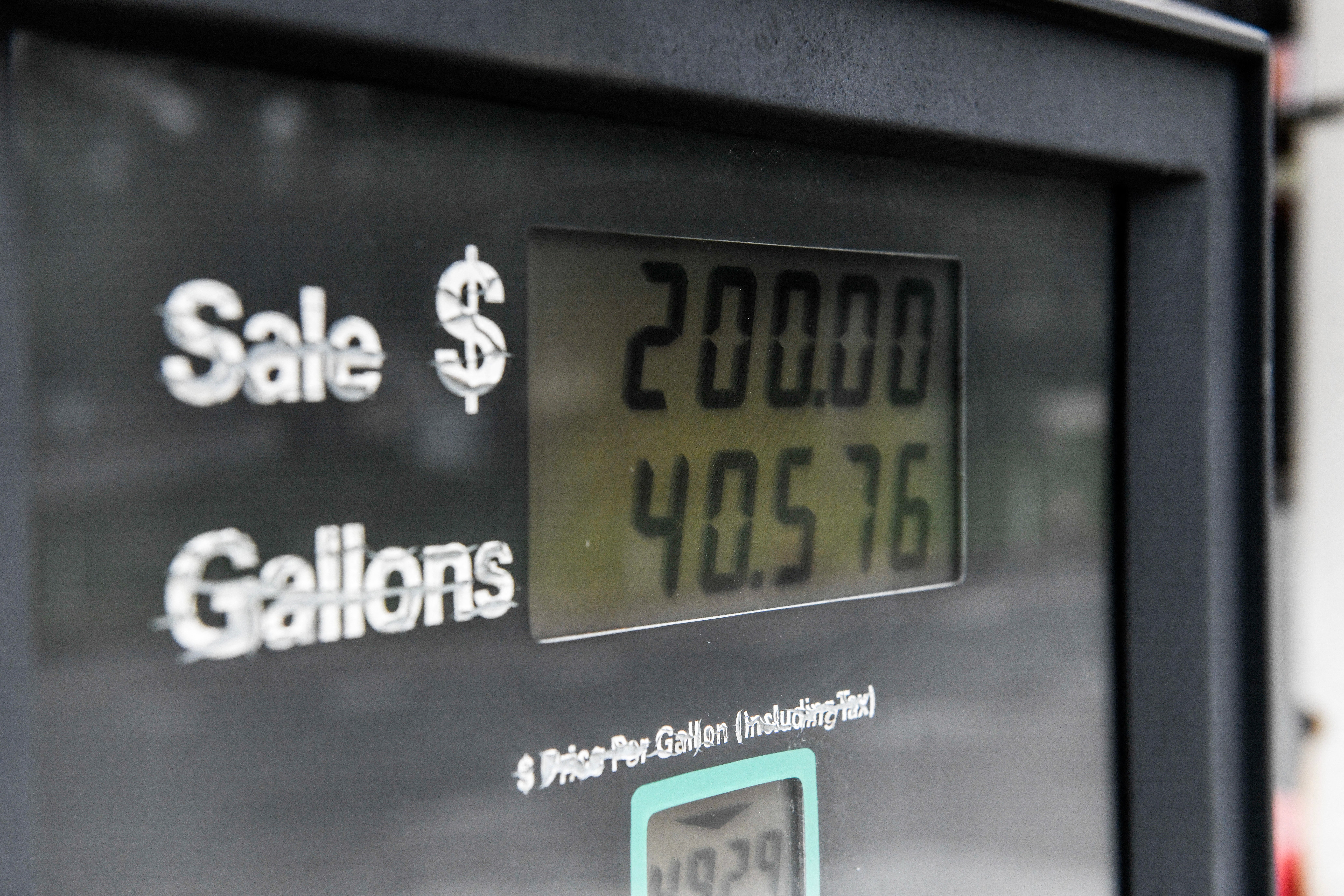 Gas pump at Freedom Fuel Network station in Pennsylvania showing higher fuel prices
