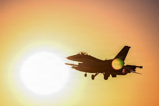US military aircraft conducts airstrikes on Iranian targets as Gulf states intercept Iranian missile barrages on July 12 2026