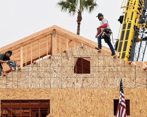 Construction workers rebuilding homes in Pacific Palisades California June 2026 US labor market
