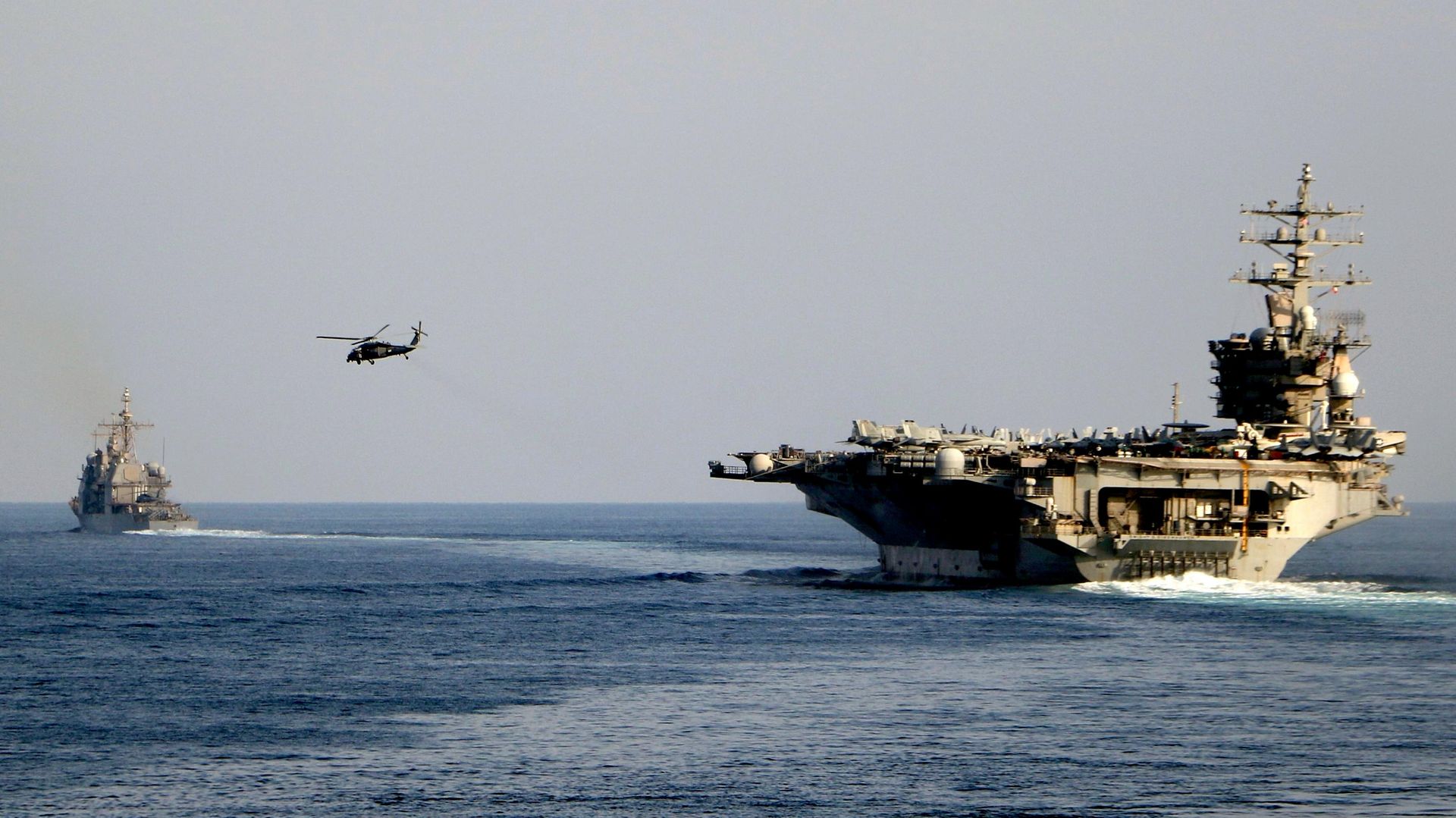 US Navy warships including USS Dwight D. Eisenhower positioned at Strait of Hormuz during CENTCOM airstrikes on Iran July 2026