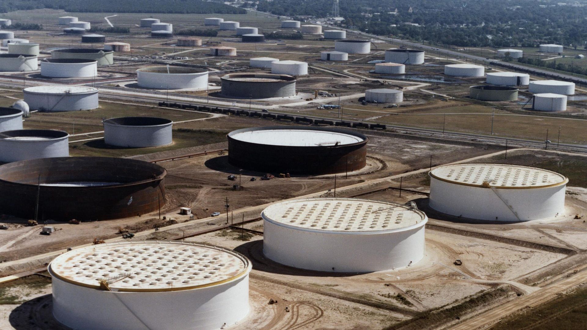 Strategic Petroleum Reserve crude oil storage tanks at Sunoco Terminal in Nederland Texas