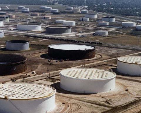 Strategic Petroleum Reserve crude oil storage tanks at Sunoco Terminal in Nederland Texas