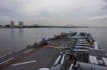 USS Boxer Wasp-class amphibious assault ship transiting Singapore Strait May 2026 heading to Middle East