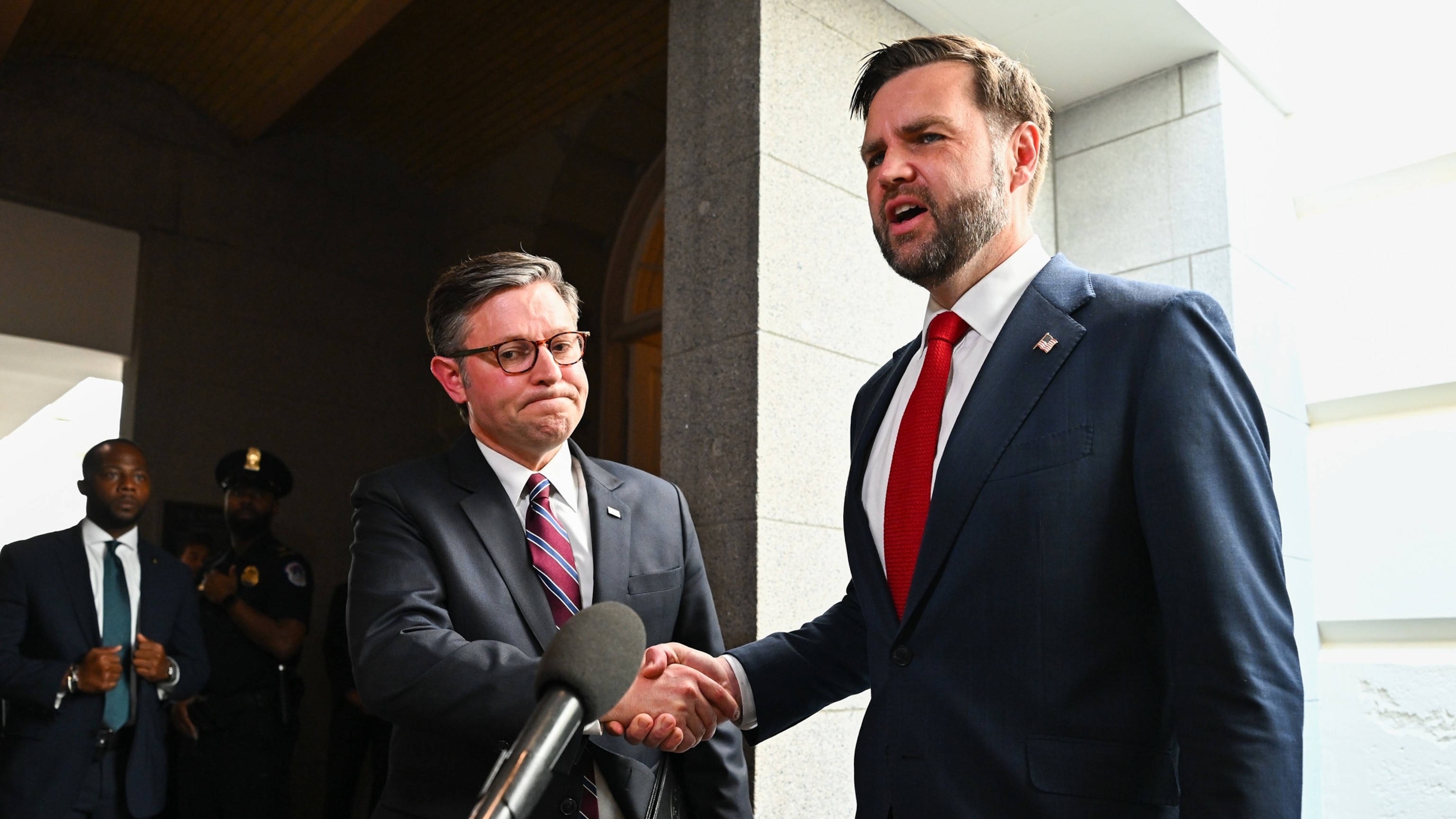 Vice President JD Vance and Speaker Mike Johnson discuss the $95 billion Iran War funding package