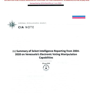 Venezuela's National Electoral Council CNE, one of three state institutions named in CIA declassified documents on election fraud active since 2012
