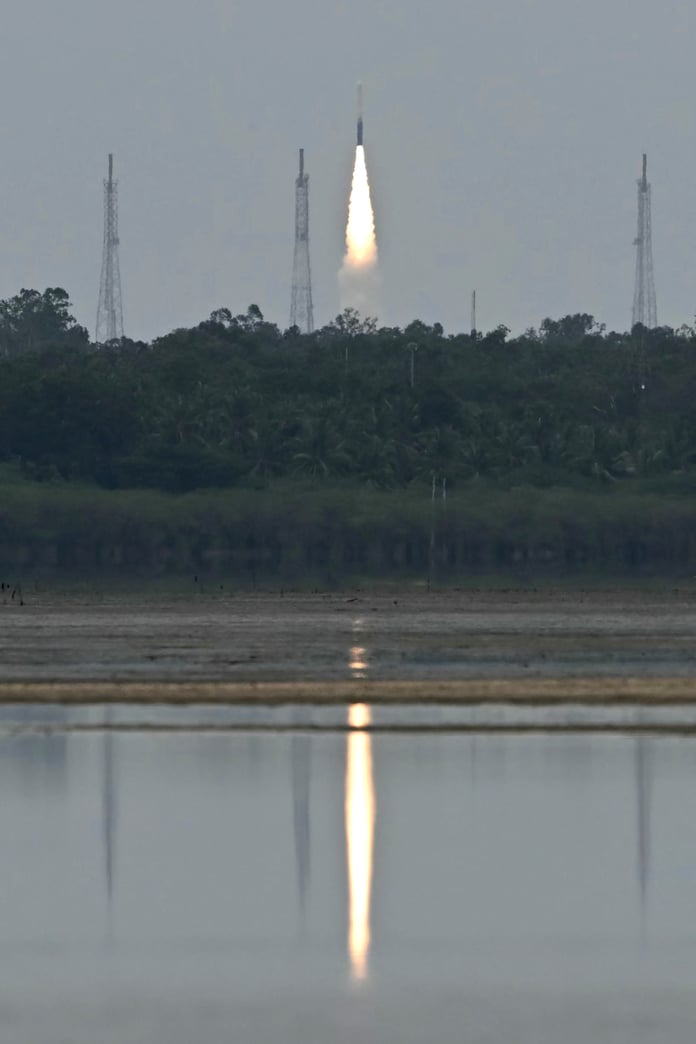 India's Skyroot Aerospace orbital rocket Vikram-1 blasts off from Satish Dhawan Space Centre in Sriharikota, Andhra Pradesh, on July 18, 2026