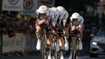 Jonas Vingegaard wears the yellow jersey after Visma win Tour de France Stage 1 TTT in Barcelona July 2026