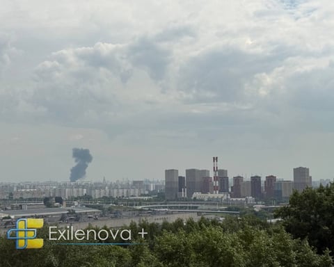 Damage and debris in Vyshneve suburb after Russian missile strikes hit an illegally stored weapons depot near residential buildings in Kyiv on July 6 2026